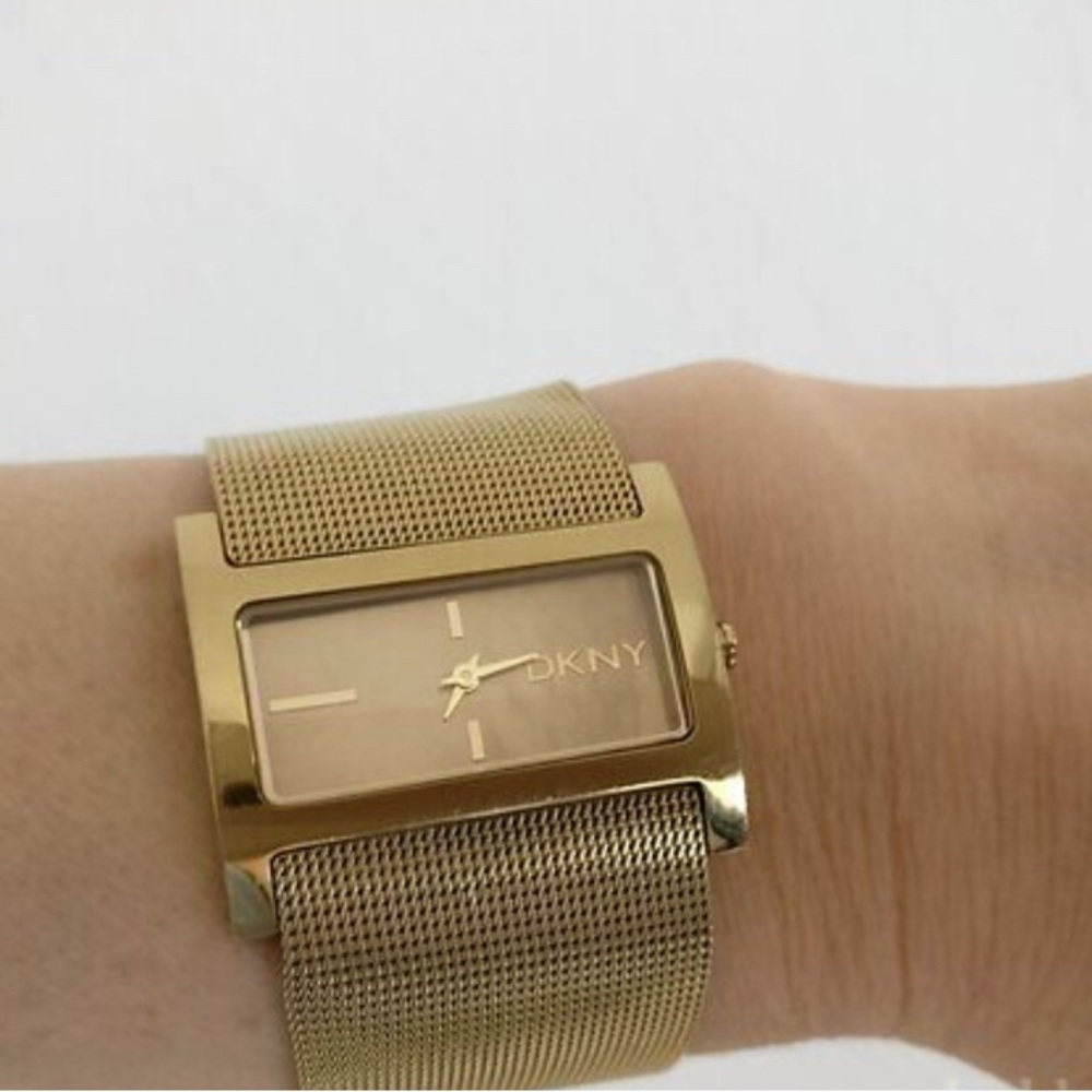 DKNY Gold Tone Watch Mesh Band